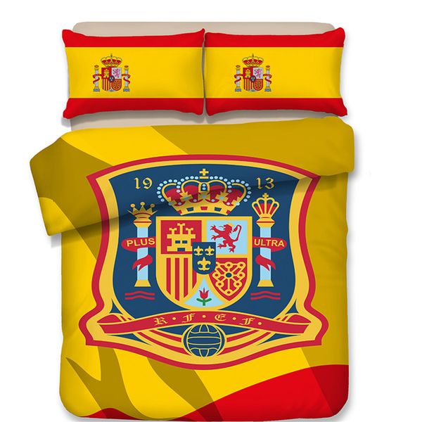 

spain football 3d bedding sets quilt duvet cover bed sheet pillowcase 3pcs bedclothes twin  king double bed home textiles