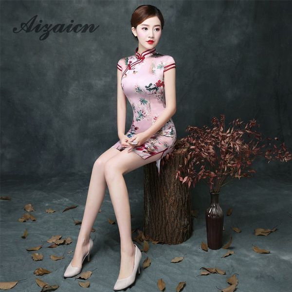 

chinese traditional dress cheongsam qipao china evening dresses robe chinoise vestido oriental pink vintage qi pao casual cheap, Red