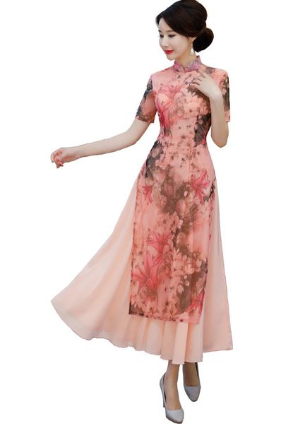 

shanghai story pink vietnam ao dai chinese traditional dress chinese dress qipao long cheongsam folk style, Red