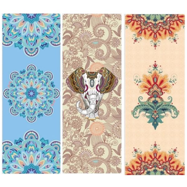 

183*68cm*1mm new ultra thin suede natural rubber slip-resistant yoga mats yoga blanket folding fitness mat printing pilates pad