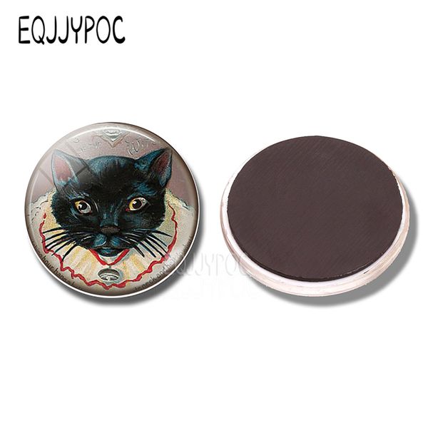 

black magic cat 30 mm glass refrigerator magnet fridge memo decoration animals magnetic stickers home decor practical gifts