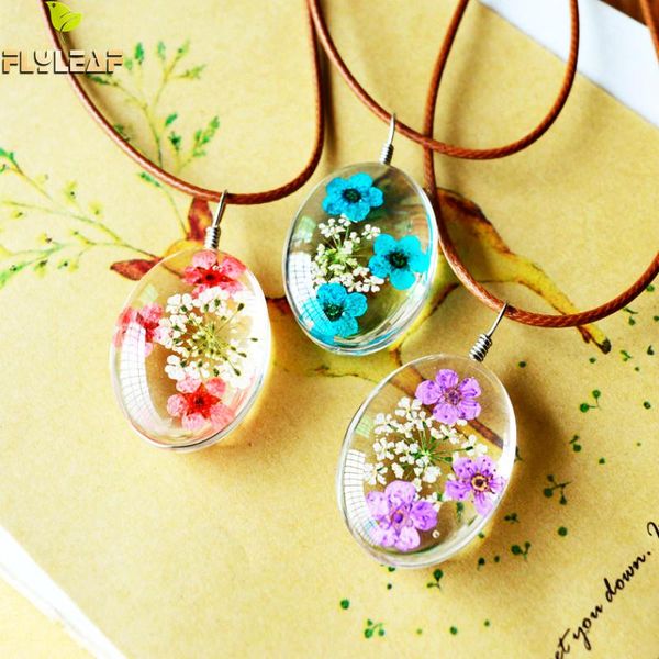 

whole saleflyleaf 2017 handmade epoxy natural dried eternal flower specimens necklaces & pendants for women casual girl jewelry, Silver