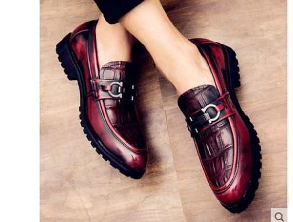 

send 2021 spring new style pointed end fashion low heel men's leather shoes@01, Black