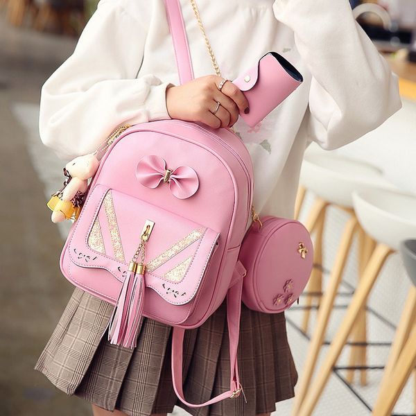 

2018 new women's fashion pu leather backpack personality han edition suit bag lady candy color bag