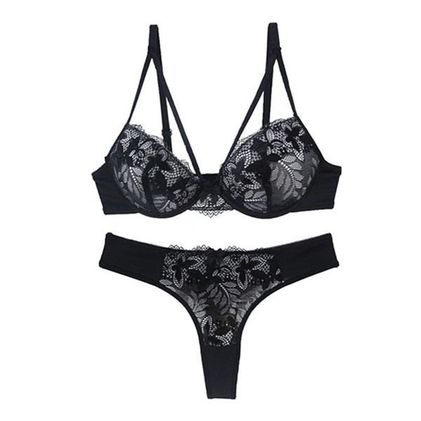 

ningsige push up lace underwear hollow thong bow underwire bra sets, Red;black