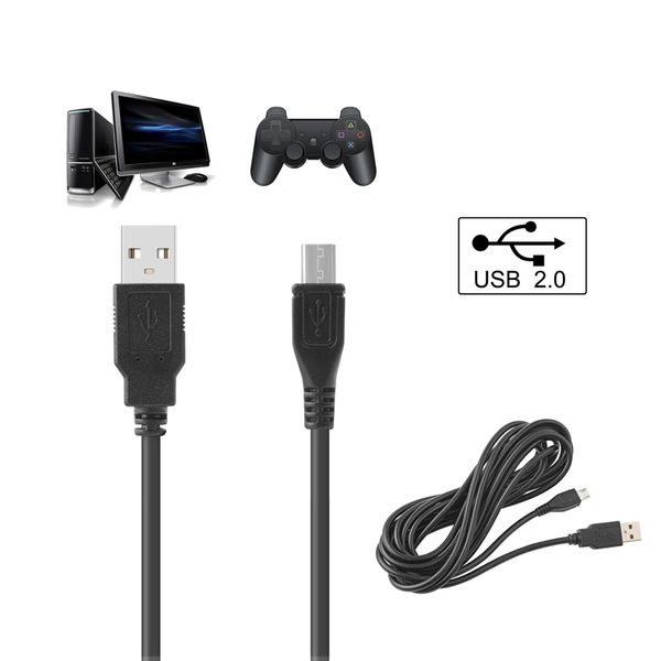 

Черный 3 м/10 футов Micro USB игровой контроллер адаптер играть и зарядный кабель для PS4