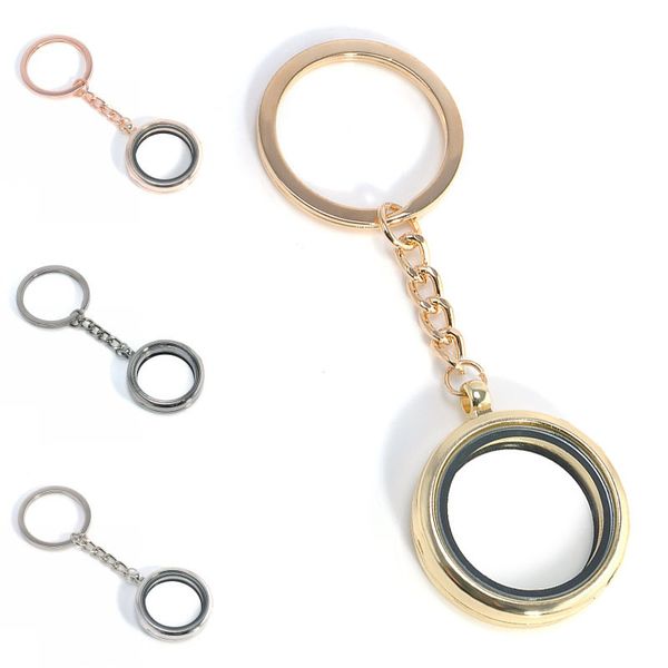 

new styles rhinestone keychains key rings round insert p picture frame key holder 4 styles support fba drop shipping h358q, Silver