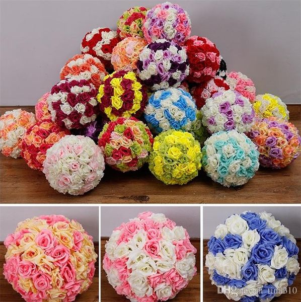 

new 15/17/20cm wedding silk pomander kissing ball flower ball decorate flower artificial flower for wedding garden market decoration i090