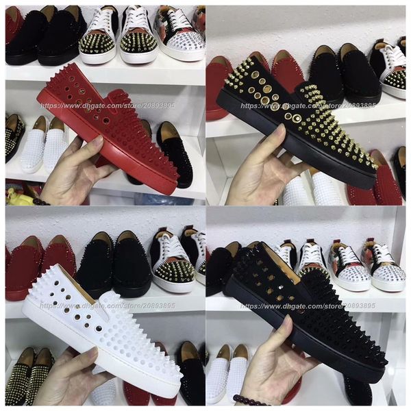 Großhandel Marken Loch Schwarze Schuhe Keine Spitze Für Turnschuh Rote Untere Spiked Designer Mann Skate Beiläufige Flache Breathable Rundes OkwP8n0
