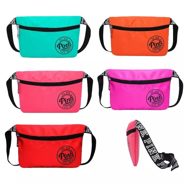 

5 colors pink fanny pack pink letter waist belt bag fashion beach travel bags waterproof handbags purses outdoor cosmetic bag