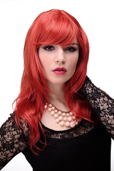 

red bright red wig pony as parting comb approx. 50cm 4038-137, Black;brown