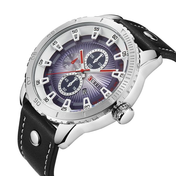 

curren fashion casual silver black wrist watches waterproof men's quartz sport watch male clock reloj masculino, Slivery;brown