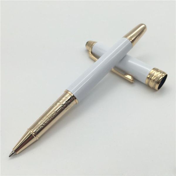 

2pcs white ceramic metal luxury pen stationery school roller ball pen with serial for gifts, Blue;orange