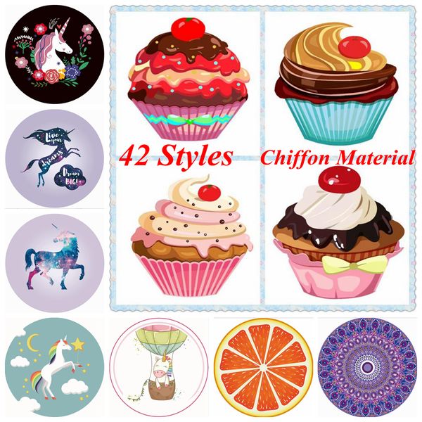

unicorn mandala beach towel 42 styles chiffon ice cream fruit pizza printed round picnic summer swimming bath towels outdoor pads ooa5127