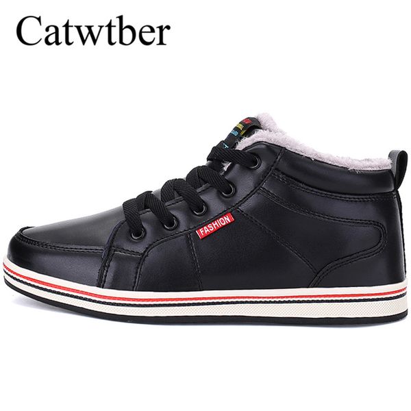 

catwtber warm winter autumn work ankle boots men's sneakers casual male shoes walking motorcycle designer rubber footwear, Black