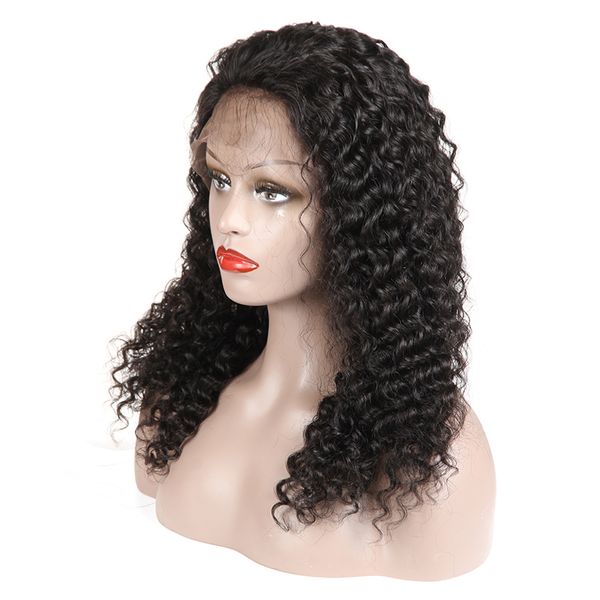 

brazilian virgin hair lace front wigs kinky curly wigs with baby hair peruvian malaysian human hair long curly wig for black women, Black;brown