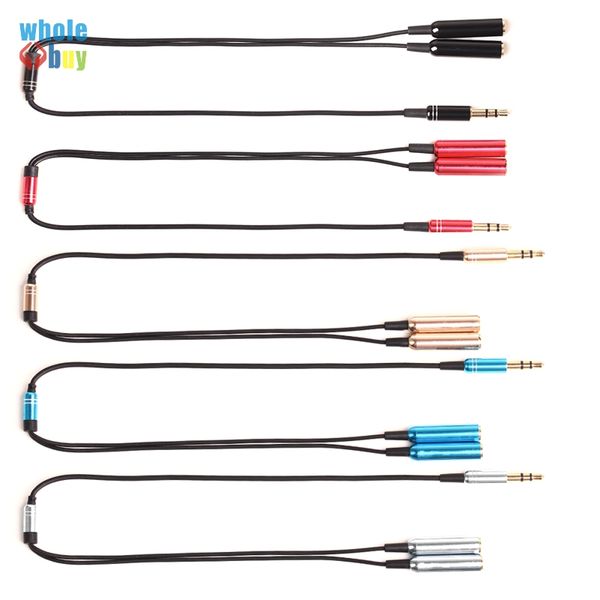 

3.5 mm jack aux audio cable 1 male to 2 female headphone splitter y metal extension cable for car phone tablet audio cable
