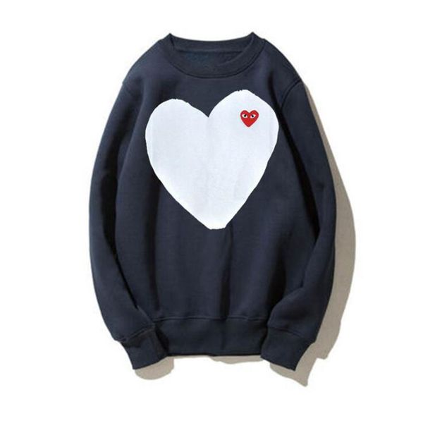 

autumn winter long-sleeved round neck double love embroidery hoody cotton men and women loose velvet hoodies couple sweatshirt, Black
