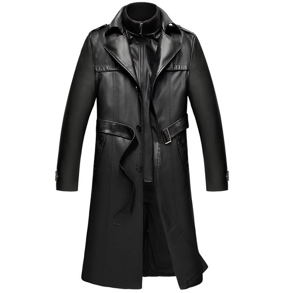 

007 new men winter clothing sheepskin genuine leather coats long down padded overcoat male coat winter leather jacket, Black;brown