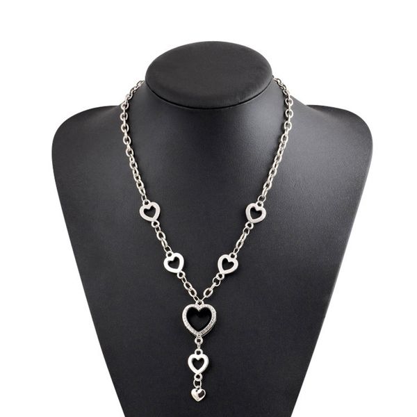 

1pc full rhinestone heart grass floating locket necklace silver sweater necklace fit floating charms