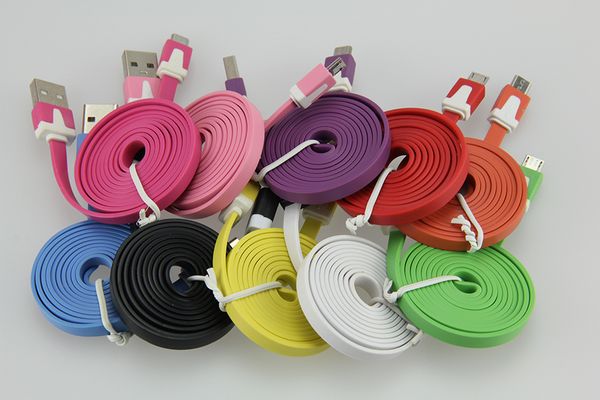 

cell phone 2m colorful noodle flat cable v8 micro usb data charger cable for samsung s6 s7 xiaomi micro usb cable ing
