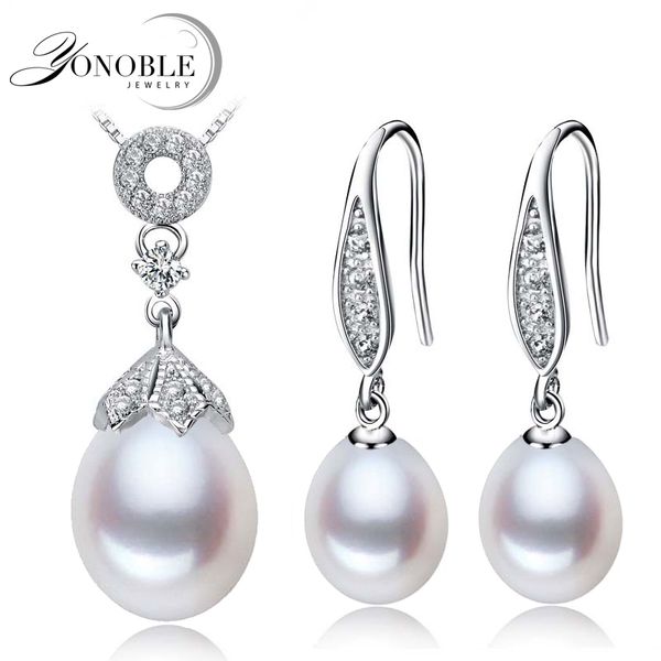 

natural pearl jewelry bridal jewelry set for women,pearl set 925 silver pendant earring conjuntos joyas de perlas, Black