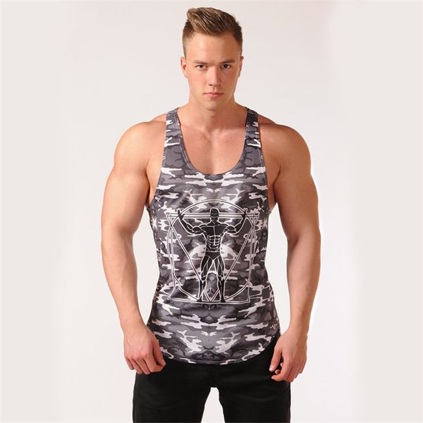 

2018 summer men' tank new camouflage gyms tank men bodybuilding good quality eu size mens singlet sleeveless shirt, White;black