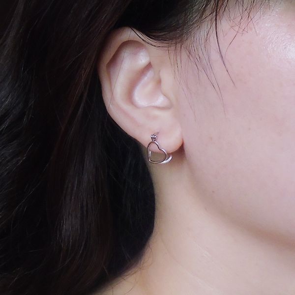 

new creative earrings s925 sterling silver solid geometry ear ear earrings double-sided sexy, Golden;silver