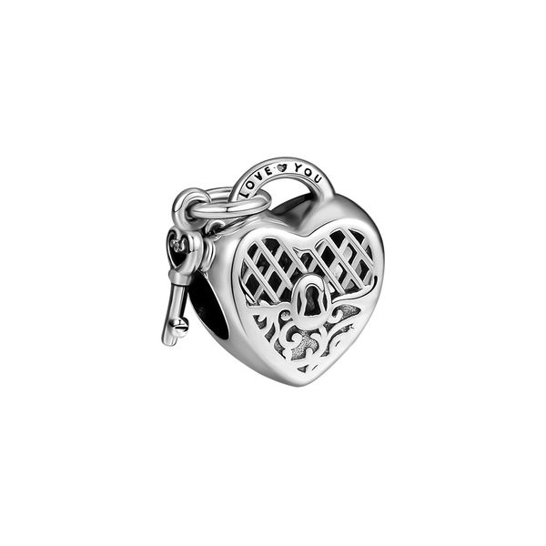 

2018 autumn 925 sterling silver jewelry love you lock charm beads fits bracelets necklace for women jewelry making, Bronze;silver