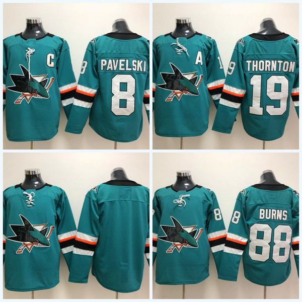 

2018 Season San Jose Sharks #8 Joe Pavelski #88 Brent Burns #19 Joe Thornton #Blank Ice Hockey Jerseys All Stitched Free Shipping