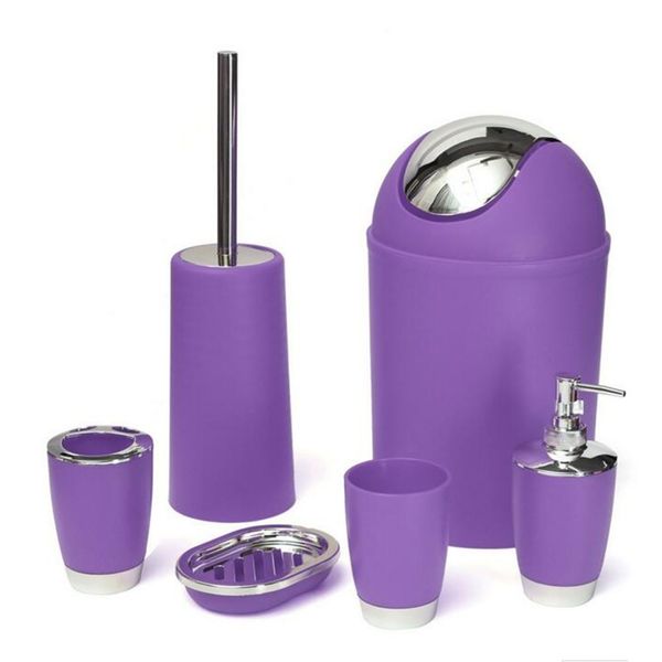 6pcs//Set Bathroom Accessory Bin Soap Dish Dispenser Tumbler Toothbrush Holder