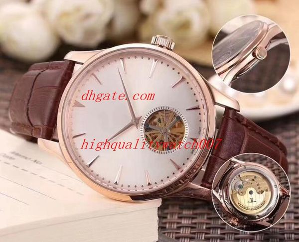 

2018 luxury q1322510 skeleton mechanical transparent 44mm 316l leather strap bands automatic mens watch watches, Slivery;brown