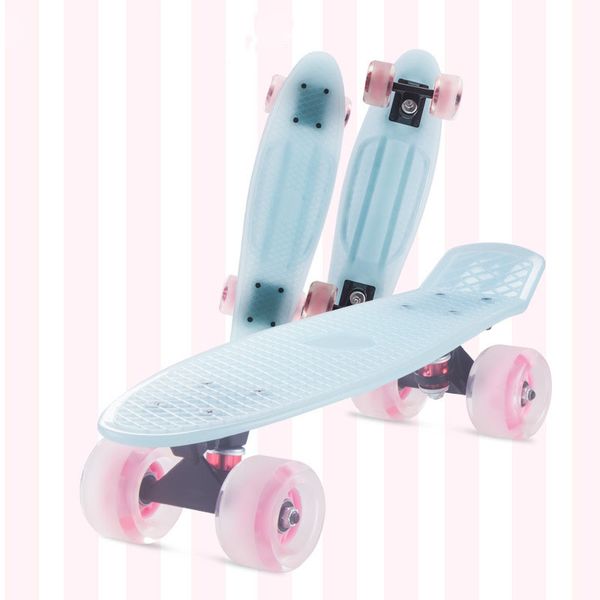 

22 inches four-wheel mini cruiser banana style longboard pastel color skate board street long skateboard outdoor sports