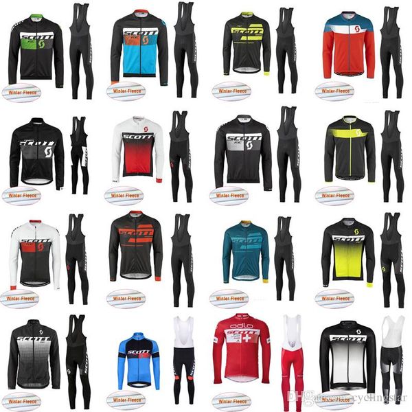 

2019 SCOTT winter thermal fleece cycling clothes long sleeve men cycling jersey suit mountain bike clothing mtb bicycle sportswear F2725