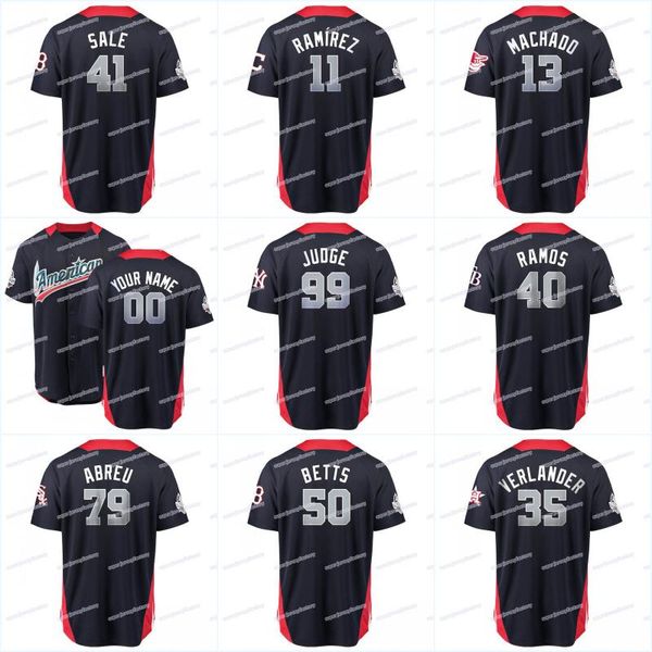 

2018 All Star Men American League 40 Luis Severino 40 Wilson Ramos 41 Chris Sale 50 Mookie Betts 79 Jose Abreu 99 Aaron Judge Jerseys