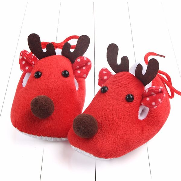 

christmas autumn and winter warm cotton baby toddler shoes deer baby soft bottom shoes, Black;grey