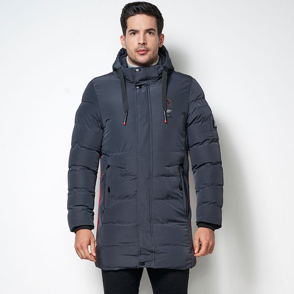 

2018 men's parkas winter long hooded coat jacket men anorak puffer thick warm windproof fleece outwear thermal jacket parka male, Black
