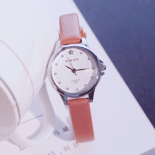 

crystal diamond small dial ladies quartz wristwatch exquisite ultra thin slim women bracelet watches female casual watch, Slivery;brown