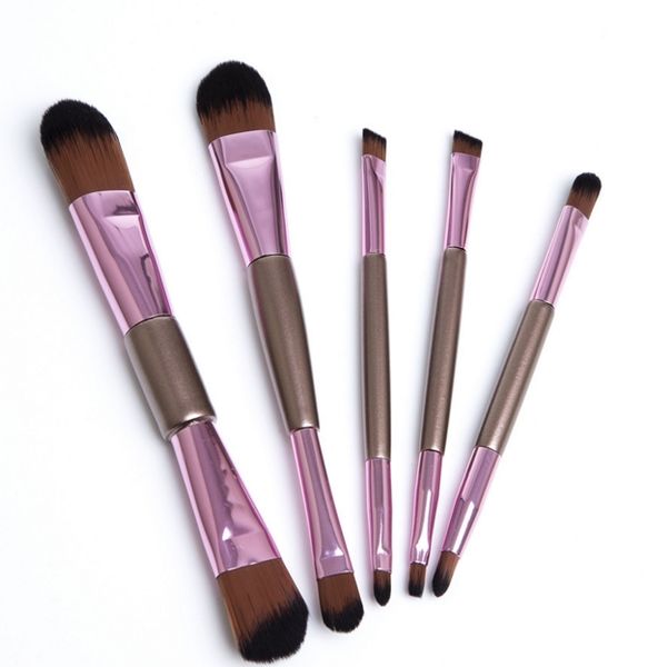 

multifunction cosmetics eyeshadow facial foundation brush makeup brushes tools wood handle max length 17cm rose gold double head