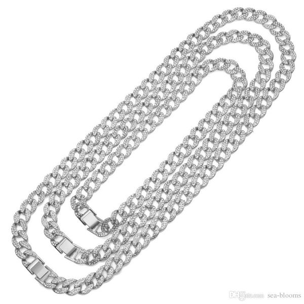 

18/20/24/30 inch men's hip hop necklace iced out rhinestone tennis chain necklace miami cuban link fashion charm jewelry gift h463f