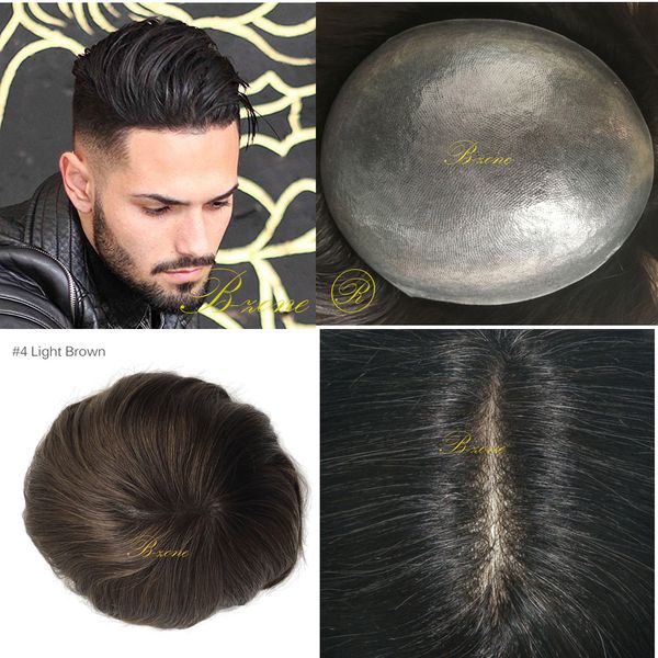 2019 Fast Shipping Indian Virgin Human Hair Toupee For Men With Thin Skin Pu 10 X 8 Straight Hair Pieces For Men Brown Color Black Color From Bzone1