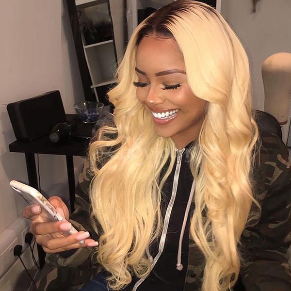 Human Blonde Hair Lace Front Wigs For White Women Body Wave Virgin