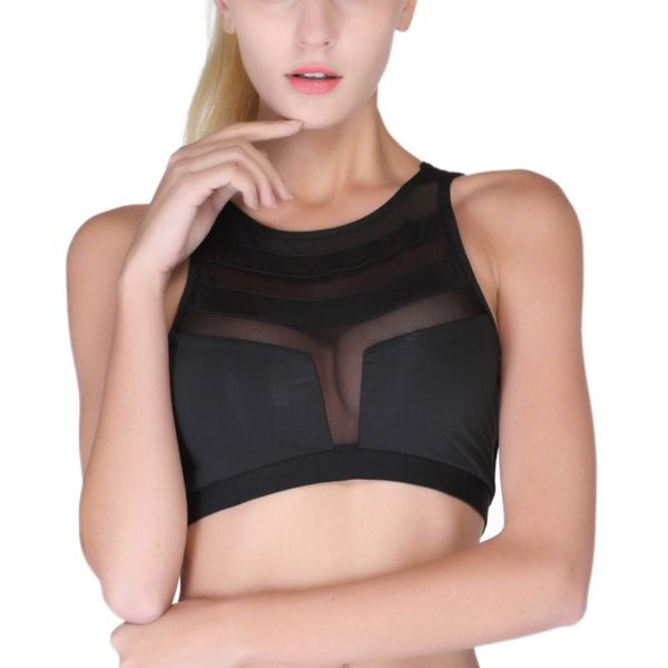 

mesh sports bra two-color yoga stitching quick-drying breathable sports underwear fitness seamless vest, White;black