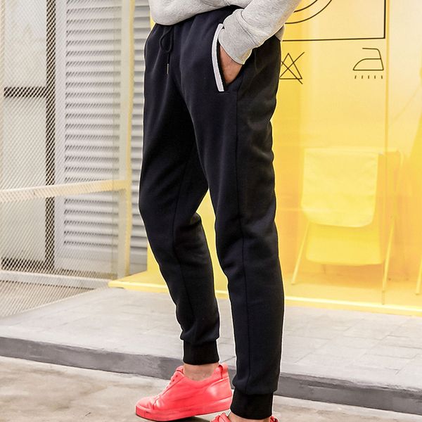 

2018 fashion casual pants man jogger pockets loose style men's sweatpants new brand print logo casual men sweatpants, Black