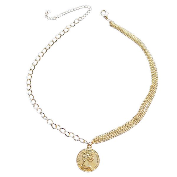 

sleepylady fashion choker necklace women gold color coin pendant necklace statement koyle collier femme colar jewelry, Golden;silver