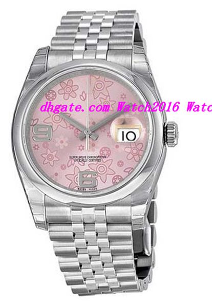 

luxury watches stainless steel bracelet floral pink dial jubilee automatic ladies watch 36mm mechanical automatic women's wristwatch, Slivery;brown