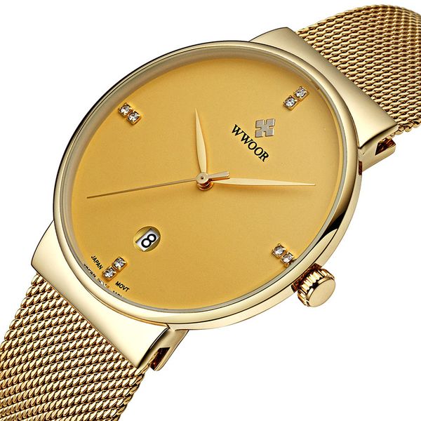 

mens watches gold quartz men watch mesh strap casual minimalist watch male relogio masculino wrist man, Slivery;brown
