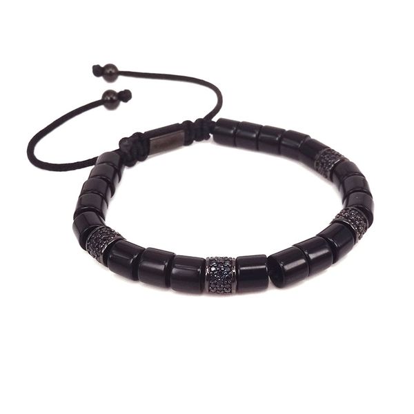 

2018 fashion trendy tulum collection bracelet for men women black cz tube beads men women bracelet onxy stone jewelry gift, Golden;silver
