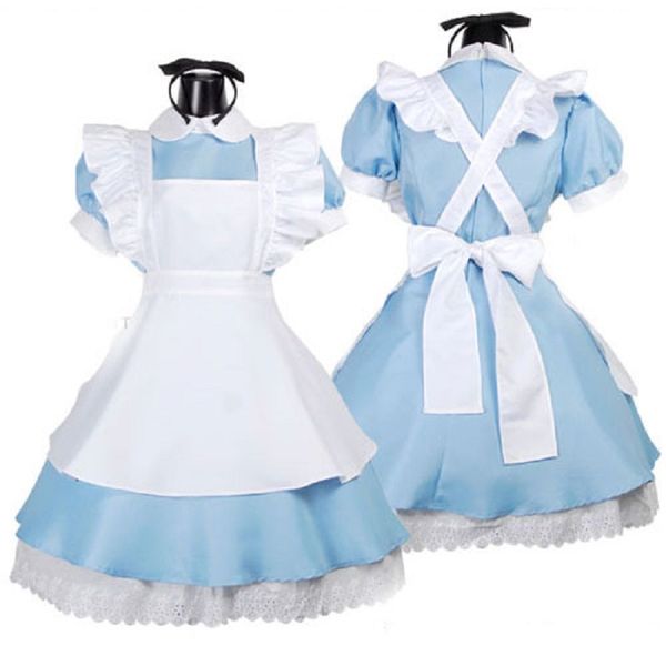 

blue alice in wonderland costume party fancy woman cosplay lolita maid halloween costumes for women dress plus size, Black;red