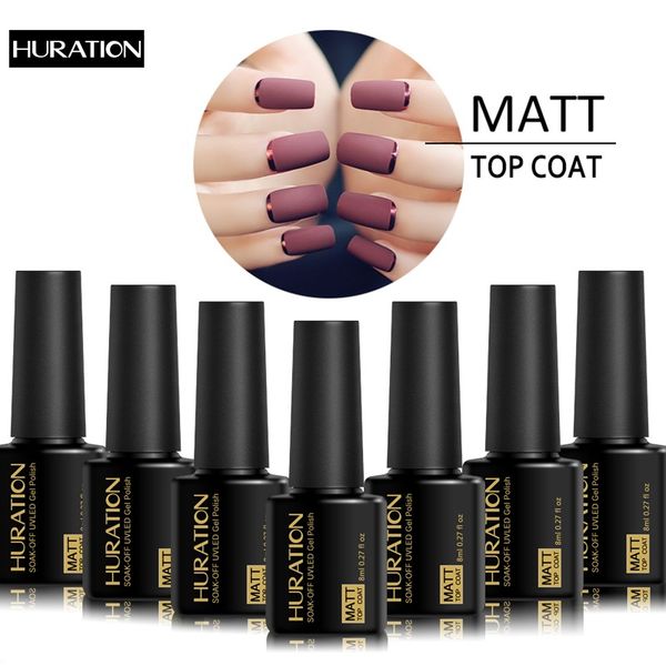 

huration 8ml matte gel nail polish coat soak off uv led transparent professional nail art matte gel varnish lacquer primer, Red;pink
